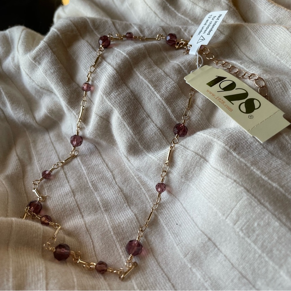 1928 Amethyst-Toned Beaded Necklace